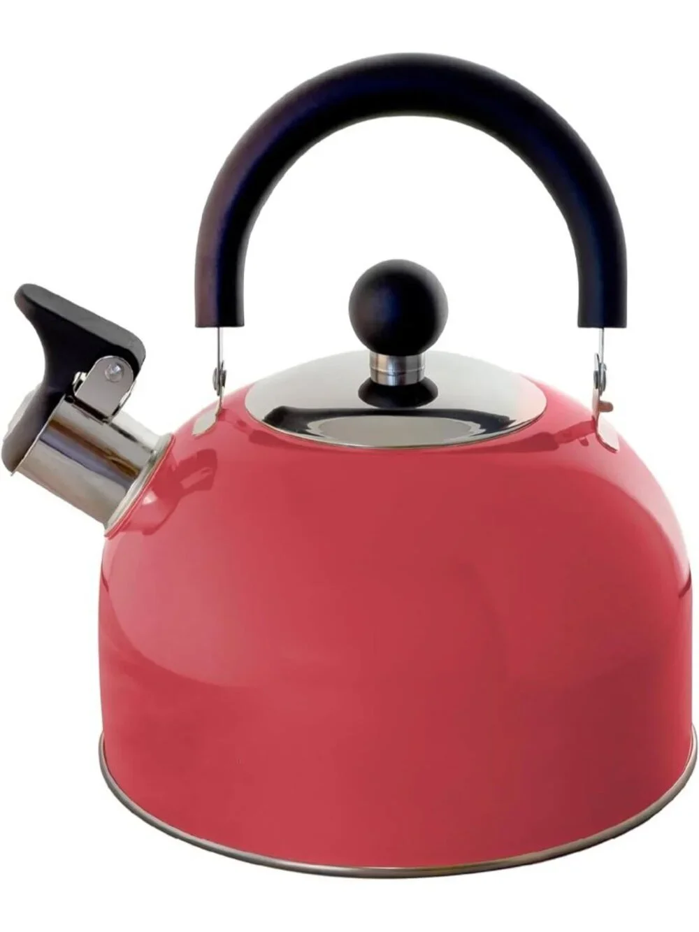Pastel Red Kitchen Whistling Tea Kettle 2 Quart Stainless Steel Stovetop Teapot